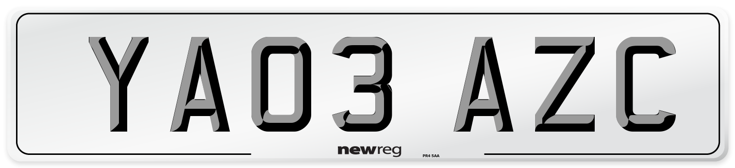 YA03 AZC Number Plate from New Reg